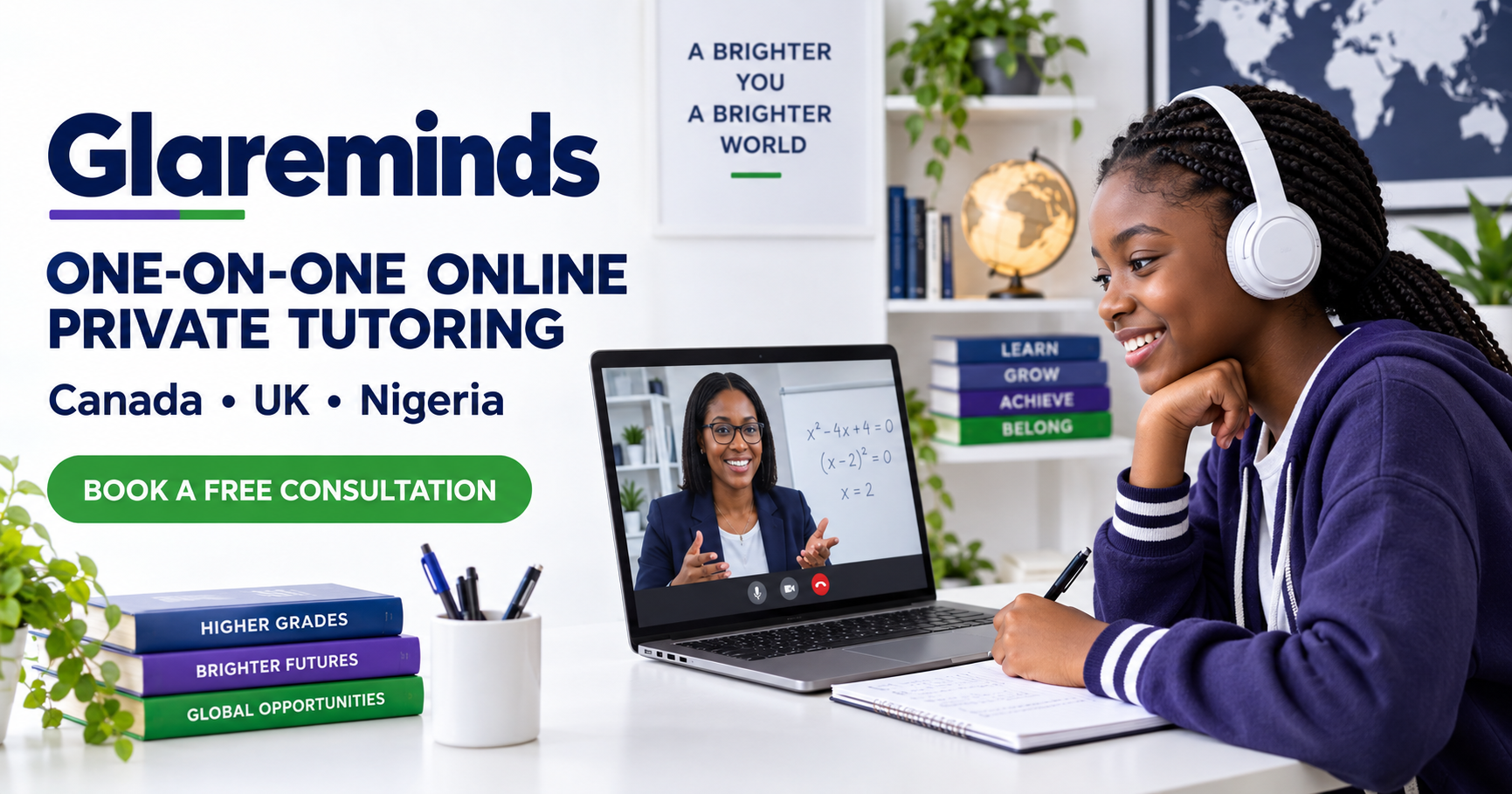 Student receiving one-on-one online private tutoring with Glareminds